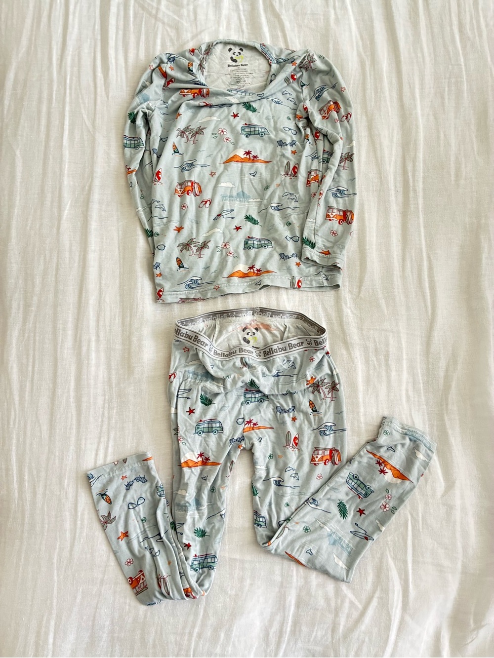 Light Blue Printed Kids Pajama Set - Cozy Long Sleeve Top & Pants